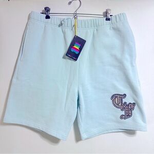 NWT Teddy Fresh Light baby Blue Men's fleece sweat Shorts activewear casual L